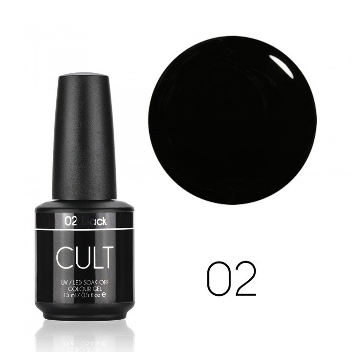 Чёрный гель лак эмаль для ногтей Cult №02 Black