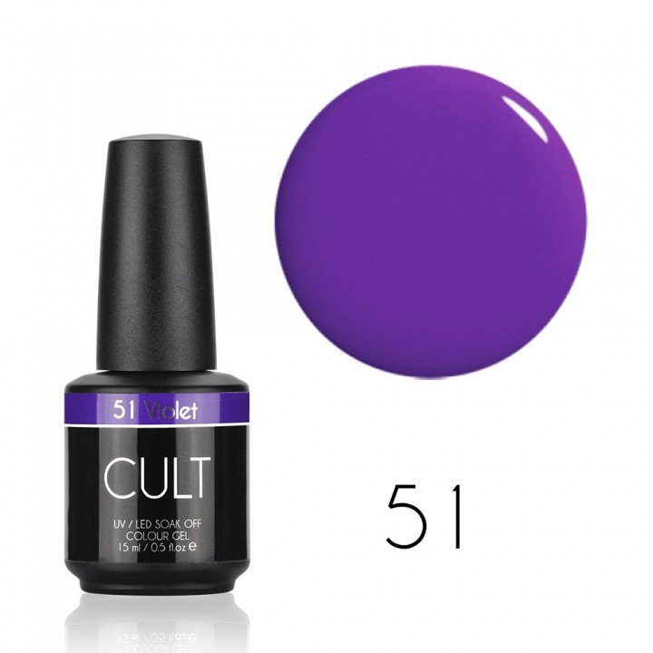 Ярко сиреневый гель лак для ногтей Cult №51 Violet