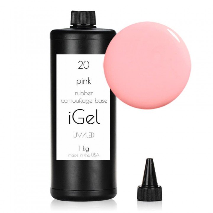 Каучуковая камуфлирующая база для покрытия ногтей iGel Pink №20 1000 мл