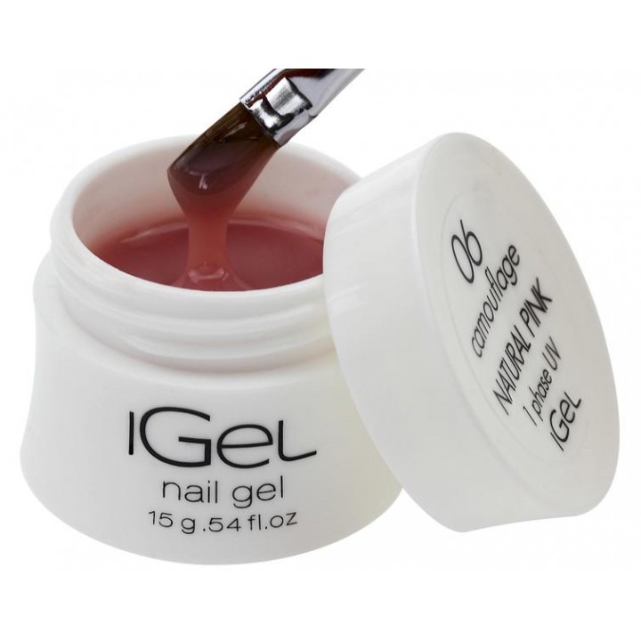 Натурально розовый гель для наращивания ногтей iGel Natural Pink №06 15 гр