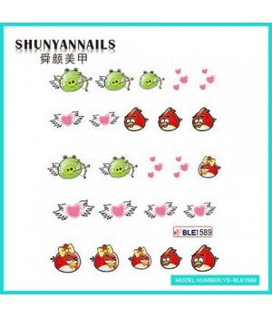 Слайдер дизайн для ногтей Птицы, Angry Birds, сердечки
