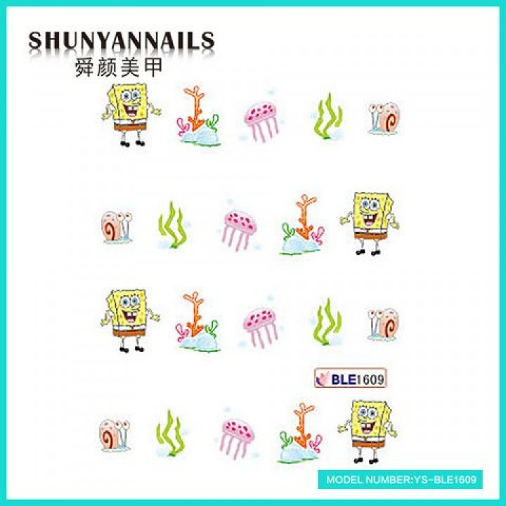 Слайдер дизайн для украшения ногтей Губка Боб, Sponge Bob, мультяшки